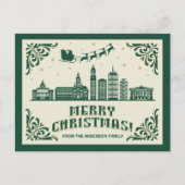 Boston, MA Skyline Christmas Holiday Briefkaart (Voorkant)