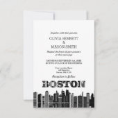 Boston Ma Skyline Cityscape Wedding Invitation Kaart (Voorkant)