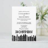 Boston Ma Skyline Cityscape Wedding Invitation Kaart (Staand voorkant)