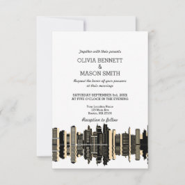 Boston Ma Skyline Cityscape Wedding Invitation Kaart