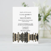 Boston Ma Skyline Cityscape Wedding Invitation Kaart (Staand voorkant)