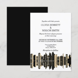 Boston Ma Skyline Cityscape Wedding Invitation Kaart