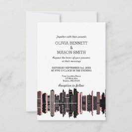 Boston Ma Skyline Cityscape Wedding Invitation Kaart