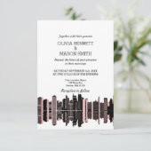 Boston Ma Skyline Cityscape Wedding Invitation Kaart (Staand voorkant)