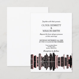 Boston Ma Skyline Cityscape Wedding Invitation Kaart