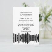 Boston Ma Skyline Cityscape Wedding Invitation Kaart (Staand voorkant)