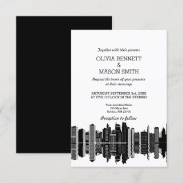 Boston Ma Skyline Cityscape Wedding Invitation Kaart