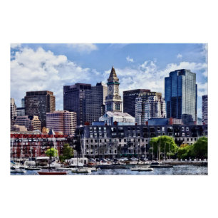 Boston MA - Skyline met Custom House Tower Perfect Poster