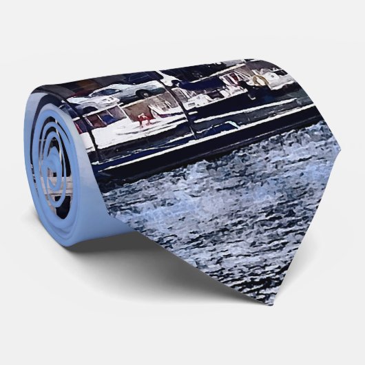 Boston MA - Skyline met Custom House Tower Stropdas (Opgerold)