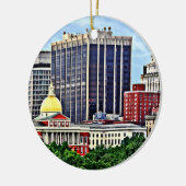 Boston MA - Skyline met Massachusetts State House Keramisch Ornament (Links)
