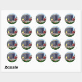Boston MA - Skyline met Massachusetts State House Ronde Sticker (Vel)