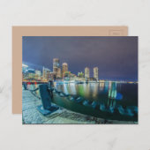 boston ma skyline ' s nachts briefkaart (Voorkant / Achterkant)
