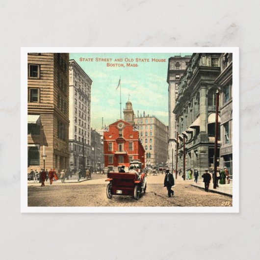 Boston MA State Street Vintage jaren 1910 Briefkaart (Voorkant)