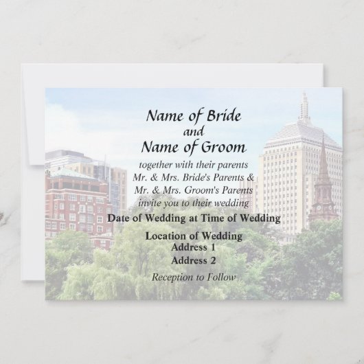 Boston MA - Uitzicht vanaf Boston Public Garden Kaart (Voorkant)