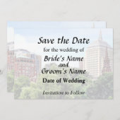 Boston MA - Uitzicht vanaf Boston Public Garden Save The Date (Voorkant / Achterkant)