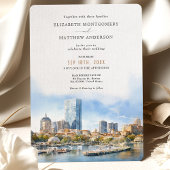 Boston MA USA City Skyline Bruiloft Kaart