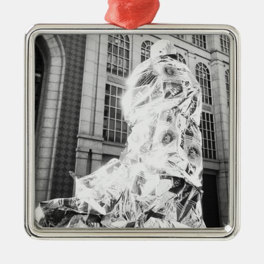 Boston, MA USA, Runner in Foil Boston Marathon Metalen Ornament (Voorkant)