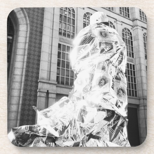 Boston, MA USA, Runner in Foil Boston Marathon Onderzetter (Voorkant)