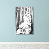 Boston, MA USA, Runner in Folie Boston Marathon Canvas Afdruk (Insitu (Houten vloer))
