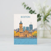 Boston MA USA Travel Briefkaart (Staand voorkant)