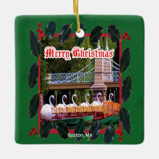 Boston, MA - Vrolijk kerstfeest Keramisch Ornament (Voorkant)