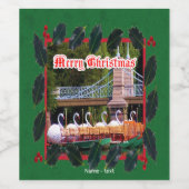 Boston, MA - Vrolijk kerstfeest Wijn Etiket (Enkel label)