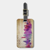 Boston, MA | Waterverf City Skyline Bagagelabel (Voorkant verticaal)