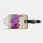 Boston, MA | Waterverf City Skyline Bagagelabel (Achterkant horizontaal)