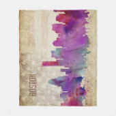 Boston, MA | Waterverf City Skyline Fleece Deken (Voorkant)