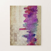 Boston, MA | Waterverf City Skyline Legpuzzel (Verticaal)