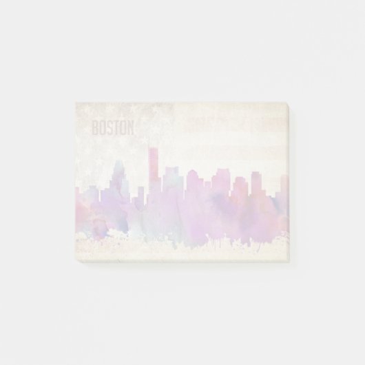 Boston, MA | Waterverf City Skyline Post-it® Notes (Voorkant)