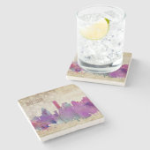 Boston, MA | Waterverf City Skyline Stenen Onderzetter (Zijkant)