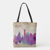 Boston, MA | Waterverf City Skyline Tote Bag (Achterkant)