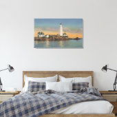 Boston, MABoston Lighthouse bij Boston Harbor 2 Canvas Afdruk (Insitu (Slaapkamer))
