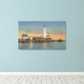Boston, MABoston Lighthouse bij Boston Harbor 2 Canvas Afdruk (Insitu (Houten vloer))