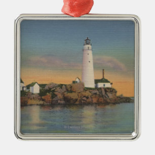 Boston, MABoston Lighthouse bij Boston Harbor 2 Metalen Ornament