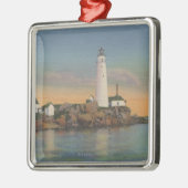 Boston, MABoston Lighthouse bij Boston Harbor 2 Metalen Ornament (Links)