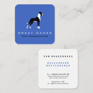 Boston Mantle Dog Great Dane op blauw Vierkante Visitekaartje