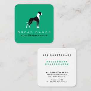 Boston Mantle Dogue allemand sur fond vert Vierkante Visitekaartje