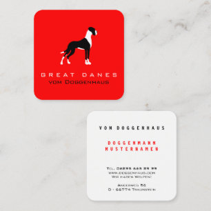 Boston Mantle Great Dane op rood Vierkante Visitekaartje
