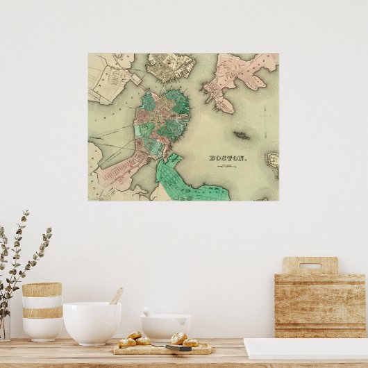 Boston Map - 1838 Poster (Keuken)