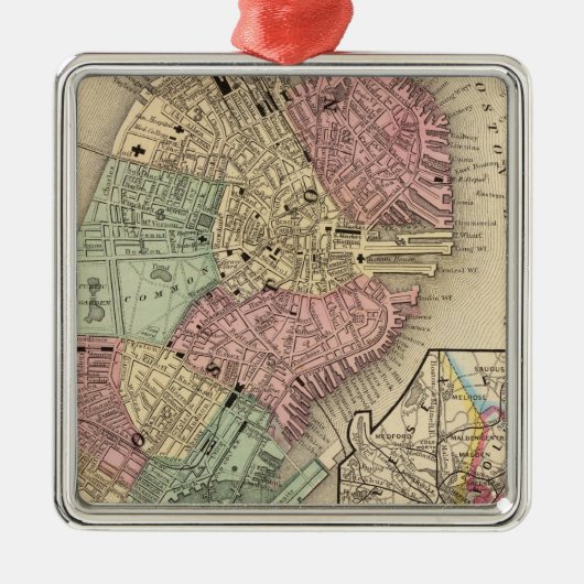 Boston Map door Mitchell Metalen Ornament (Voorkant)