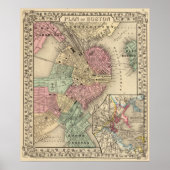 Boston Map door Mitchell Poster (Voorkant)