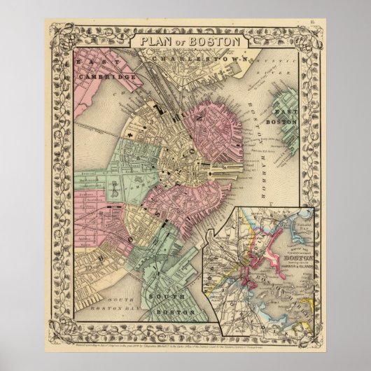 Boston Map door Mitchell Poster (Voorkant)