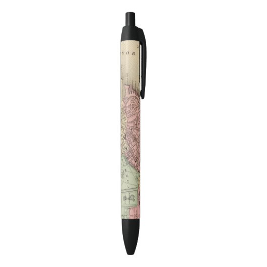 Boston Map door Mitchell Zwarte Inkt Pen (Achterkant (Verticaal))