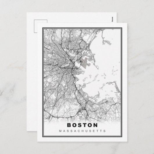 Boston Map Feestdagenkaart (Voorkant / Achterkant)