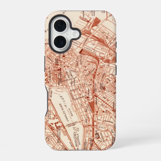Boston Map iPhone 16 Hoesje (Achterkant)