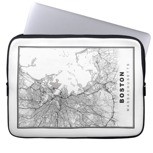 Boston Map Laptop Sleeve (Voorkant)