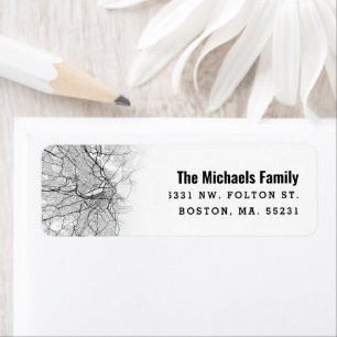 Boston Map ThMED   Retourlabel Etiket