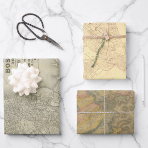 Boston Maps Gift Wrap Inpakpapier Vel